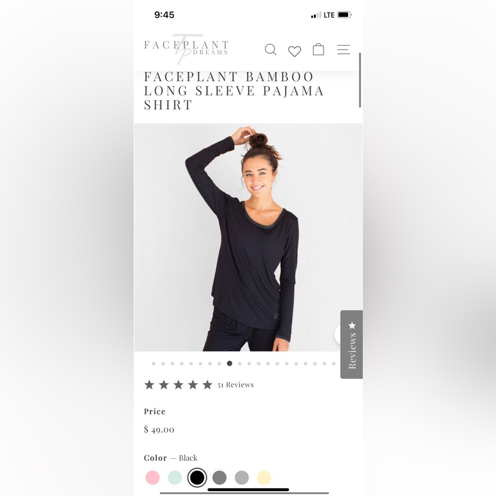 Black Faceplant dreamwear top